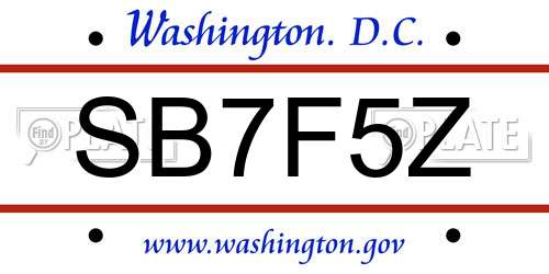 SB7F5Z District Of Columbia License Plate