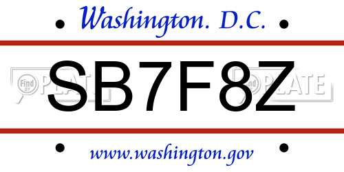 SB7F8Z District Of Columbia License Plate