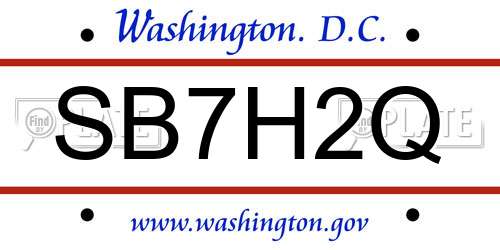 SB7H2Q District Of Columbia License Plate