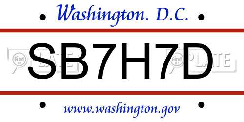 SB7H7D District Of Columbia License Plate