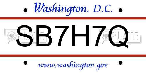 SB7H7Q District Of Columbia License Plate