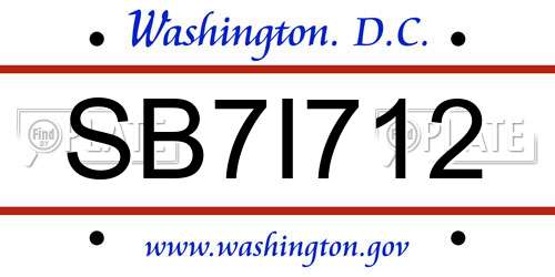 SB7I712 District Of Columbia License Plate