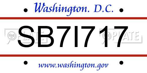 SB7I717 District Of Columbia License Plate