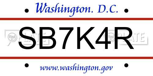 SB7K4R District Of Columbia License Plate