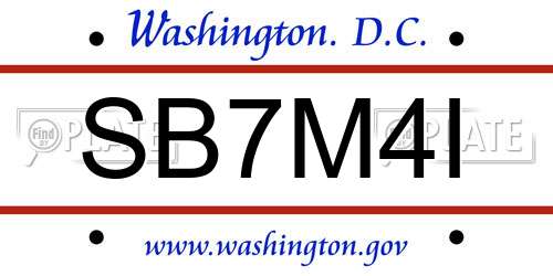 SB7M4I District Of Columbia License Plate