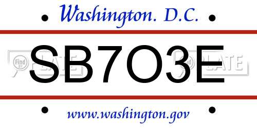 SB7O3E District Of Columbia License Plate