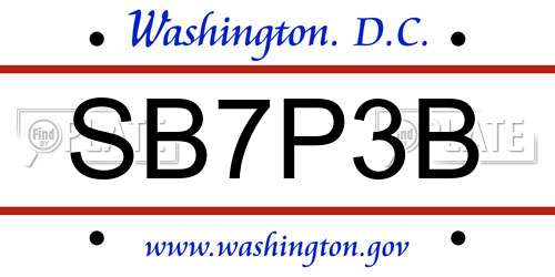 SB7P3B District Of Columbia License Plate