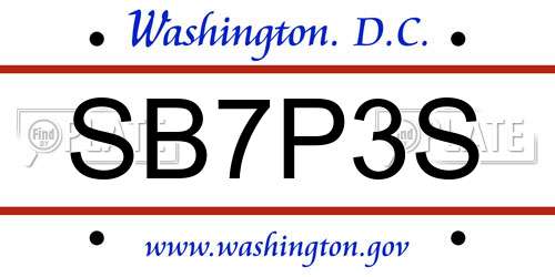 SB7P3S District Of Columbia License Plate