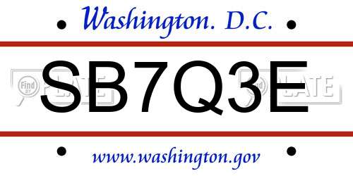 SB7Q3E District Of Columbia License Plate