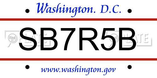 SB7R5B District Of Columbia License Plate