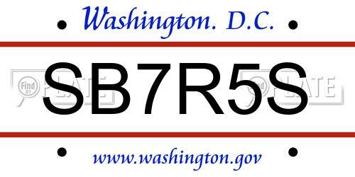 SB7R5S District Of Columbia License Plate