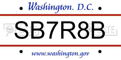 SB7R8B District Of Columbia License Plate
