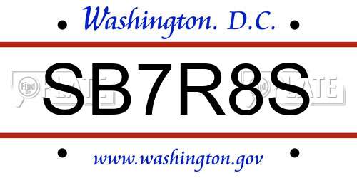SB7R8S District Of Columbia License Plate