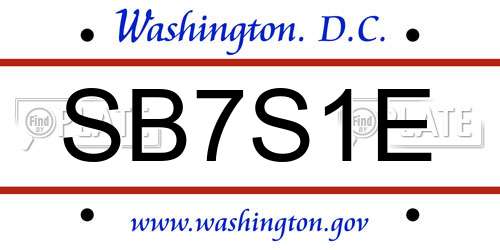 SB7S1E District Of Columbia License Plate