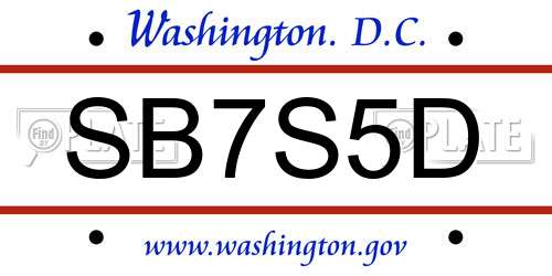 SB7S5D District Of Columbia License Plate