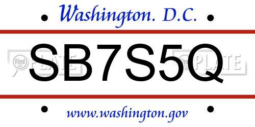 SB7S5Q District Of Columbia License Plate