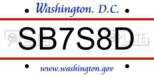 SB7S8D District Of Columbia License Plate