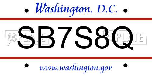 SB7S8Q District Of Columbia License Plate