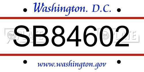 SB84602 District Of Columbia License Plate