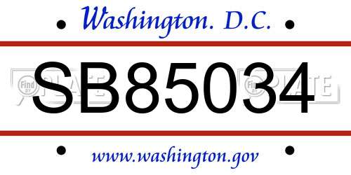 SB85034 District Of Columbia License Plate