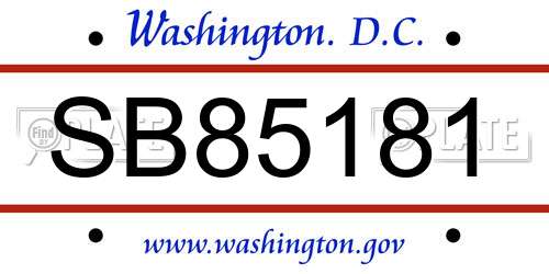 SB85181 District Of Columbia License Plate