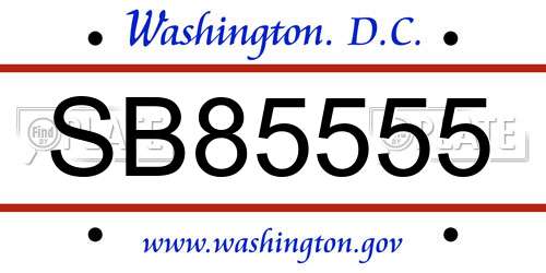 SB85555 District Of Columbia License Plate