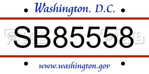 SB85558 District Of Columbia License Plate
