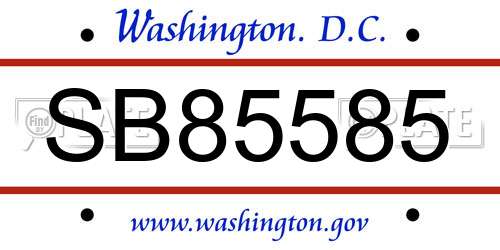 SB85585 District Of Columbia License Plate
