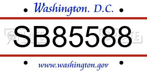 SB85588 District Of Columbia License Plate