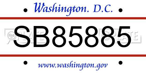 SB85885 District Of Columbia License Plate