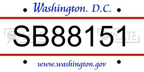 SB88151 District Of Columbia License Plate