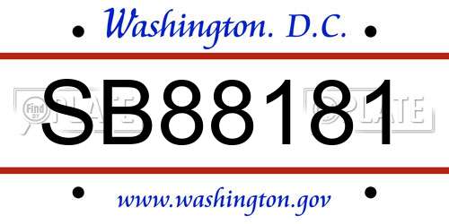 SB88181 District Of Columbia License Plate