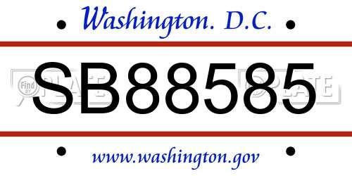 SB88585 District Of Columbia License Plate