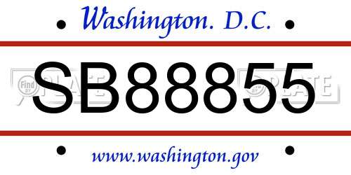 SB88855 District Of Columbia License Plate