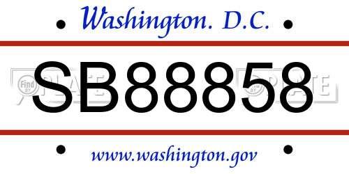 SB88858 District Of Columbia License Plate