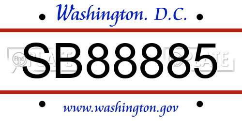 SB88885 District Of Columbia License Plate