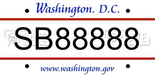 SB88888 District Of Columbia License Plate