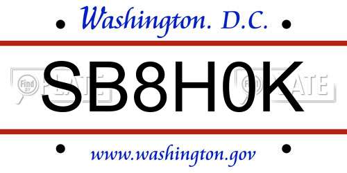 SB8H0K District Of Columbia License Plate