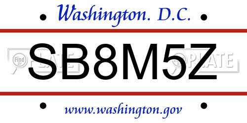 SB8M5Z District Of Columbia License Plate
