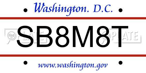 SB8M8T District Of Columbia License Plate