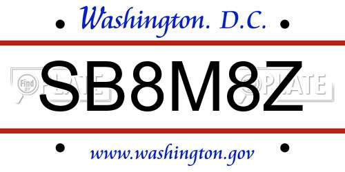 SB8M8Z District Of Columbia License Plate