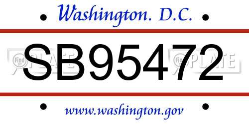 SB95472 District Of Columbia License Plate