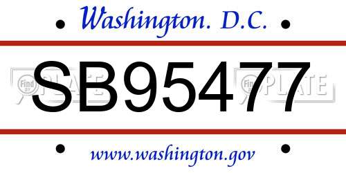 SB95477 District Of Columbia License Plate