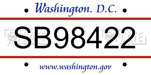 SB98422 District Of Columbia License Plate