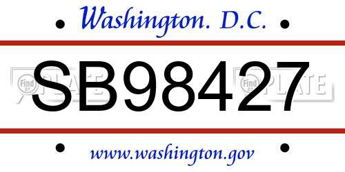 SB98427 District Of Columbia License Plate