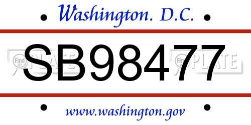 SB98477 District Of Columbia License Plate