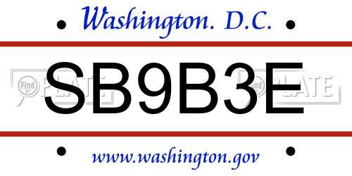 SB9B3E District Of Columbia License Plate