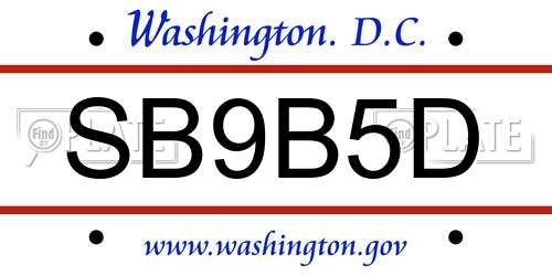 SB9B5D District Of Columbia License Plate