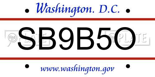 SB9B5O District Of Columbia License Plate