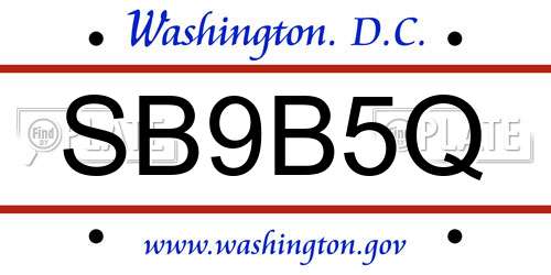 SB9B5Q District Of Columbia License Plate